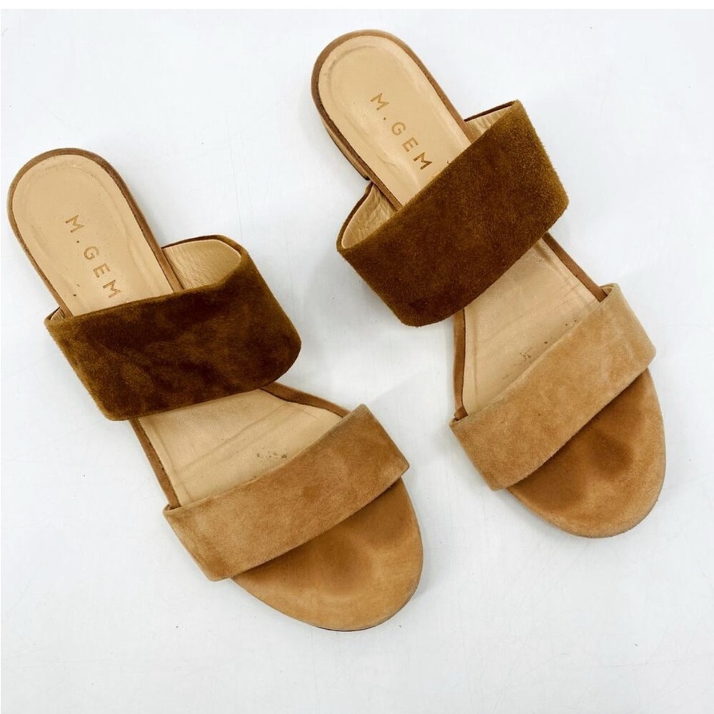 M. Gemi Tan Suede 2 Strap Sandal Slides